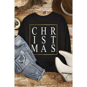 Azura Exchange  Glitter Print Crew Neck Sweatshirt